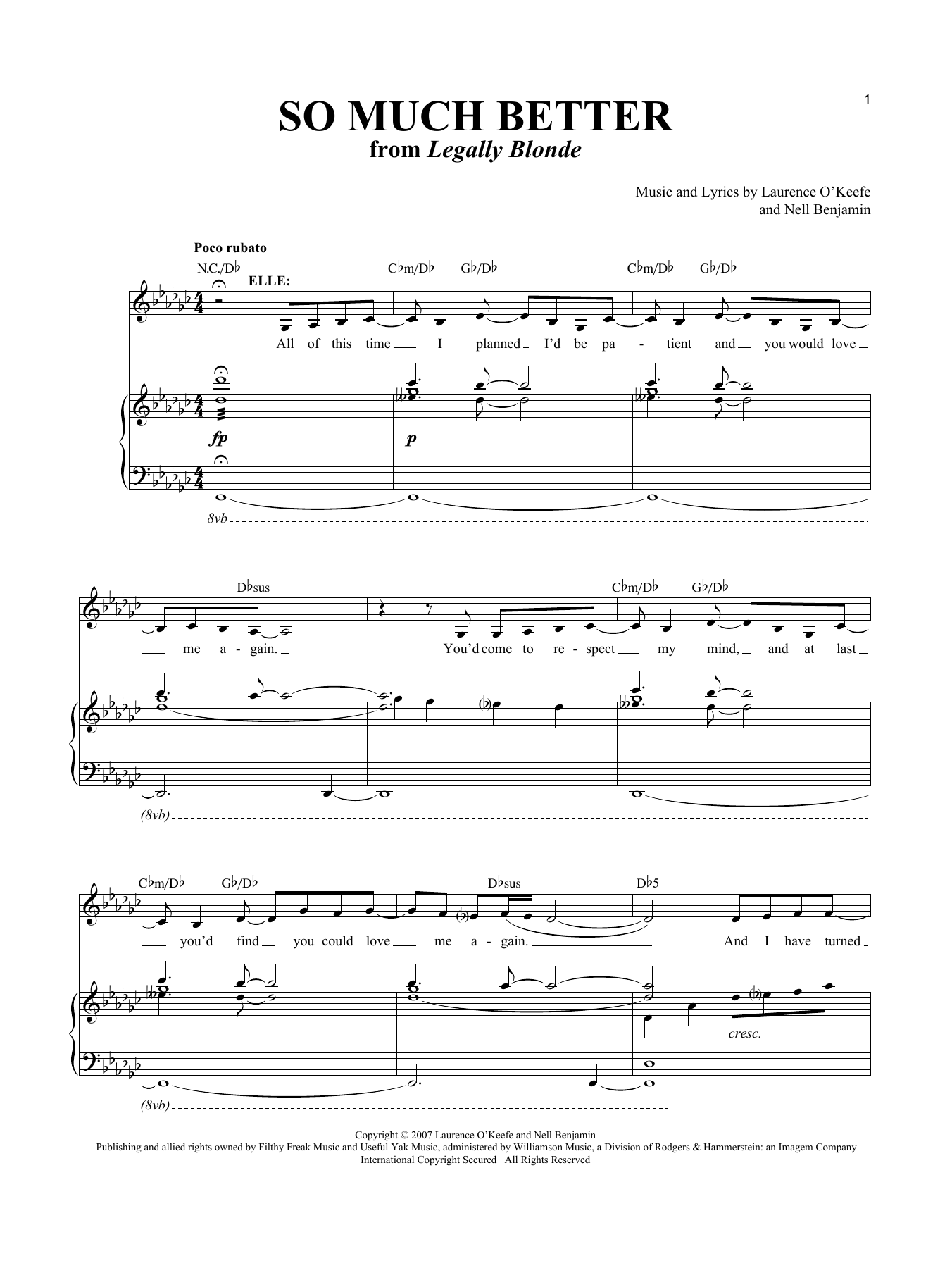 Laurence O'Keefe So Much Better Sheet Music Notes & Chords for Piano & Vocal - Download or Print PDF