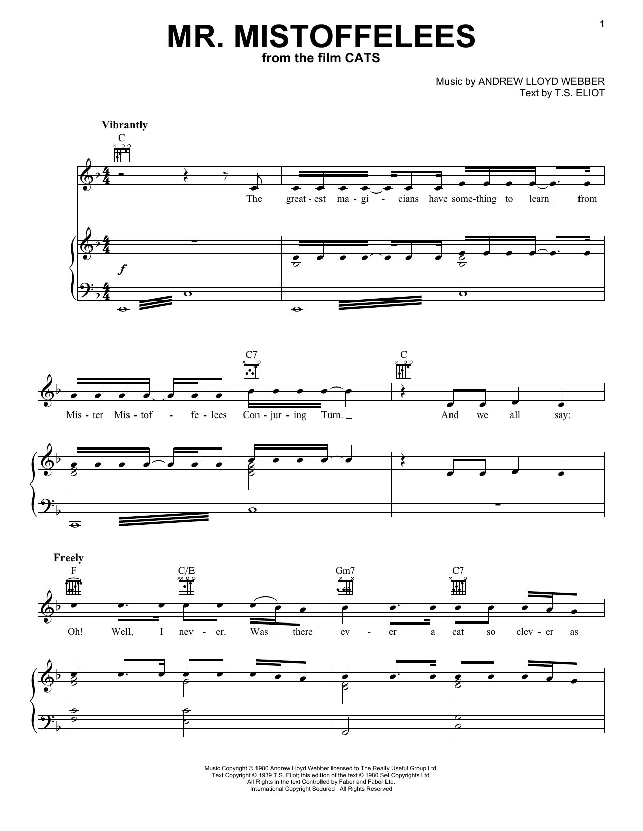 Laurie Davidson Mr. Mistoffelees (from the Motion Picture Cats) Sheet Music Notes & Chords for Piano, Vocal & Guitar (Right-Hand Melody) - Download or Print PDF