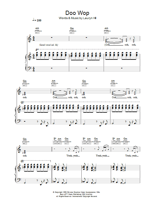 Lauryn Hill Doo Wop (That Thing) Sheet Music Notes & Chords for Piano, Vocal & Guitar - Download or Print PDF