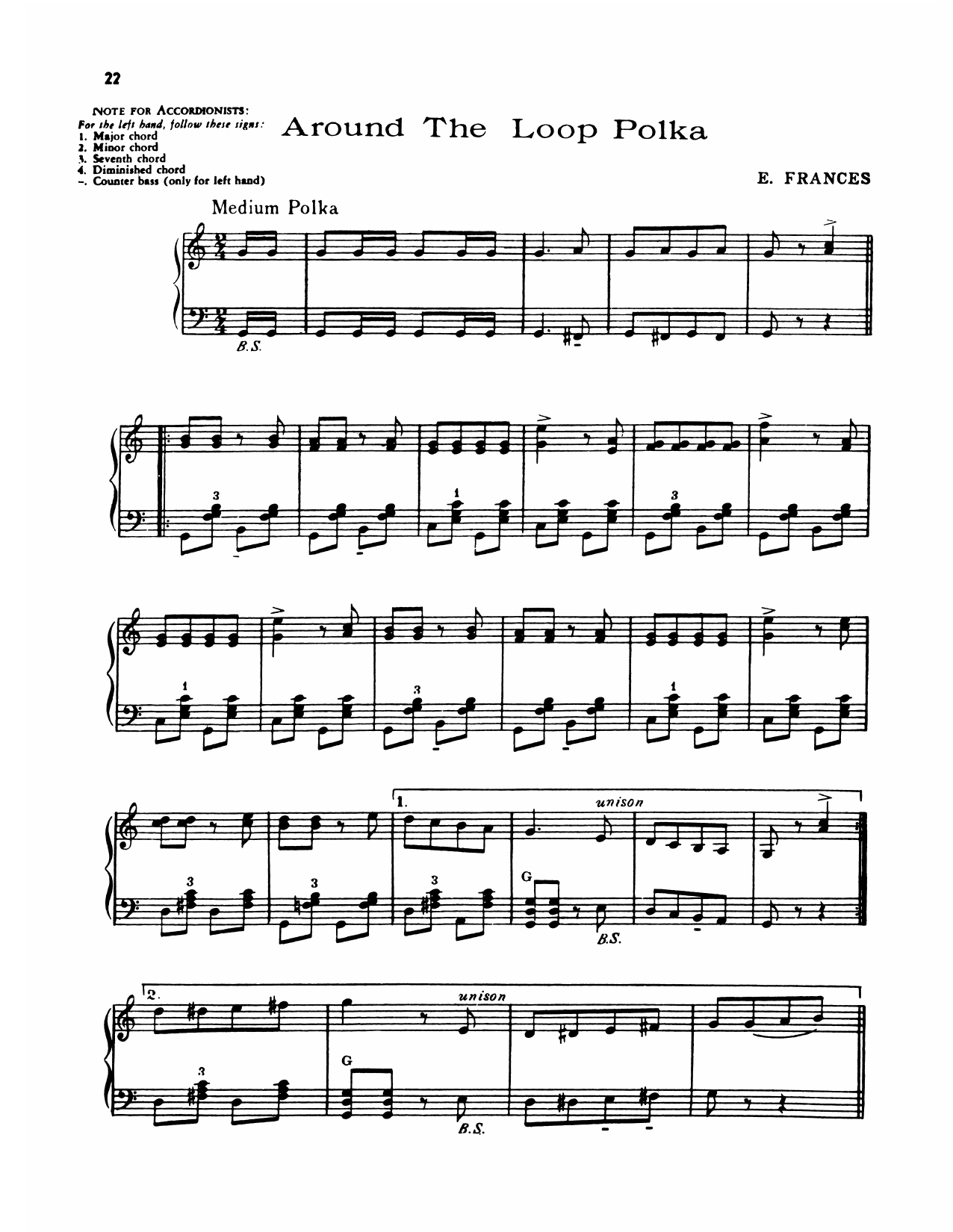 Lawrence Welk Around The Loop Polka Sheet Music Notes & Chords for Piano Solo - Download or Print PDF