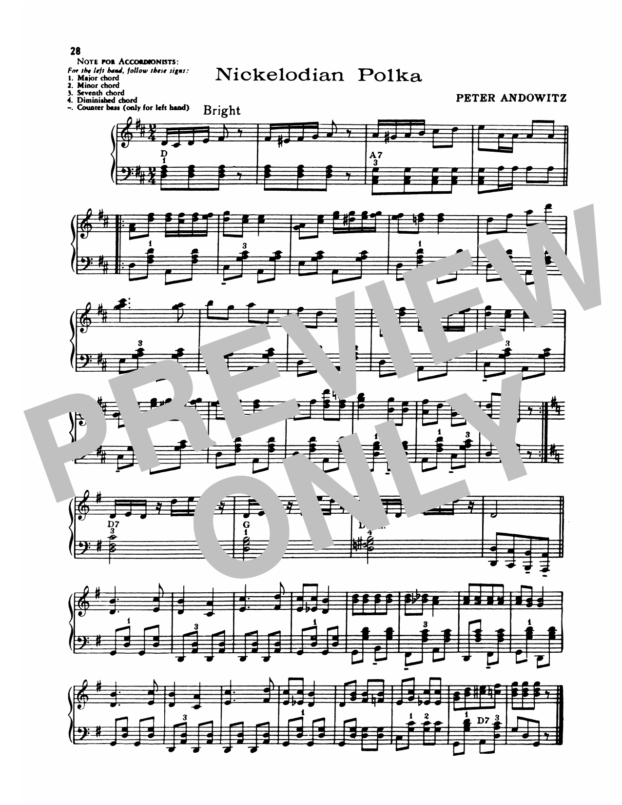 Lawrence Welk Nickelodian Polka Sheet Music Notes & Chords for Piano Solo - Download or Print PDF