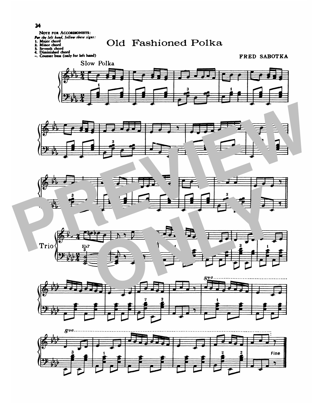 Lawrence Welk Old Fashioned Polka Sheet Music Notes & Chords for Piano Solo - Download or Print PDF
