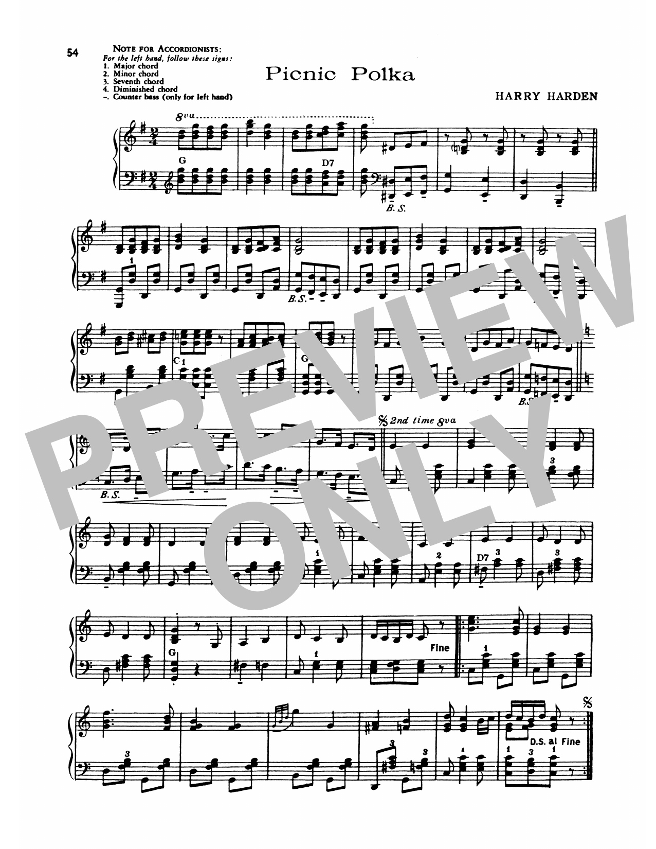 Lawrence Welk Picnic Polka Sheet Music Notes & Chords for Piano Solo - Download or Print PDF
