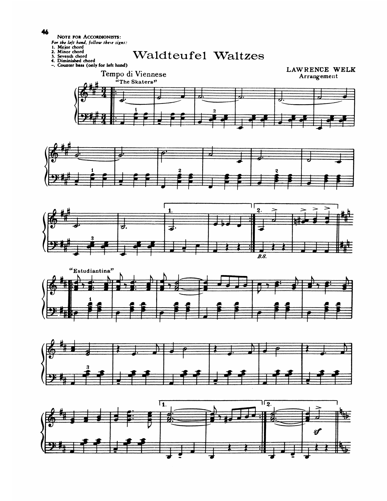 Lawrence Welk Waldteufel Waltzes Sheet Music Notes & Chords for Piano Solo - Download or Print PDF Lawrence Welk Waldteufel Waltzes Sheet Music Notes & Chords for Piano Solo - Download or Print PDF