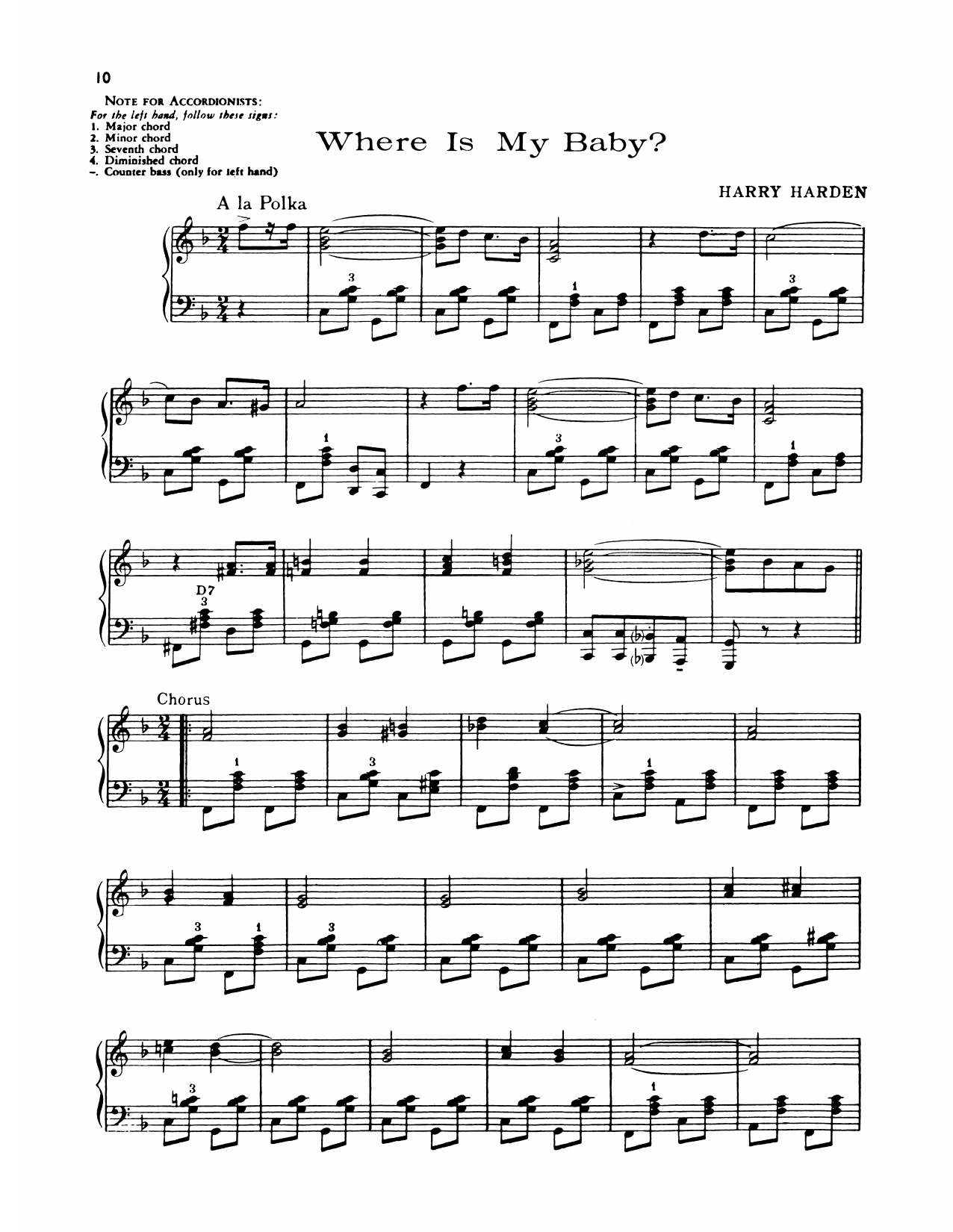 Lawrence Welk Where Is My Baby? Sheet Music Notes & Chords for Piano Solo - Download or Print PDF