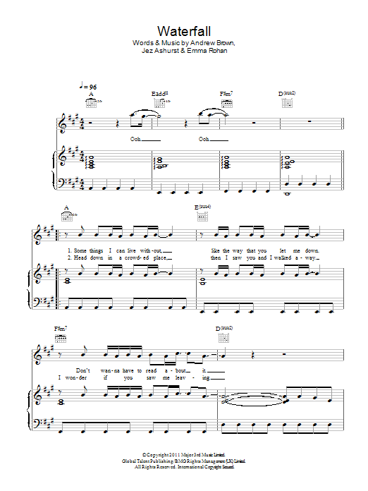 LAWSON Waterfall Sheet Music Notes & Chords for Piano, Vocal & Guitar (Right-Hand Melody) - Download or Print PDF