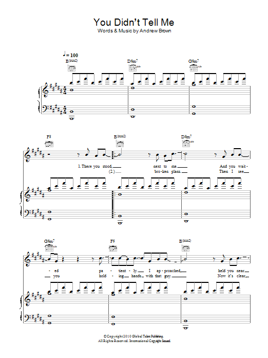 LAWSON You Didn't Tell Me Sheet Music Notes & Chords for Piano, Vocal & Guitar (Right-Hand Melody) - Download or Print PDF