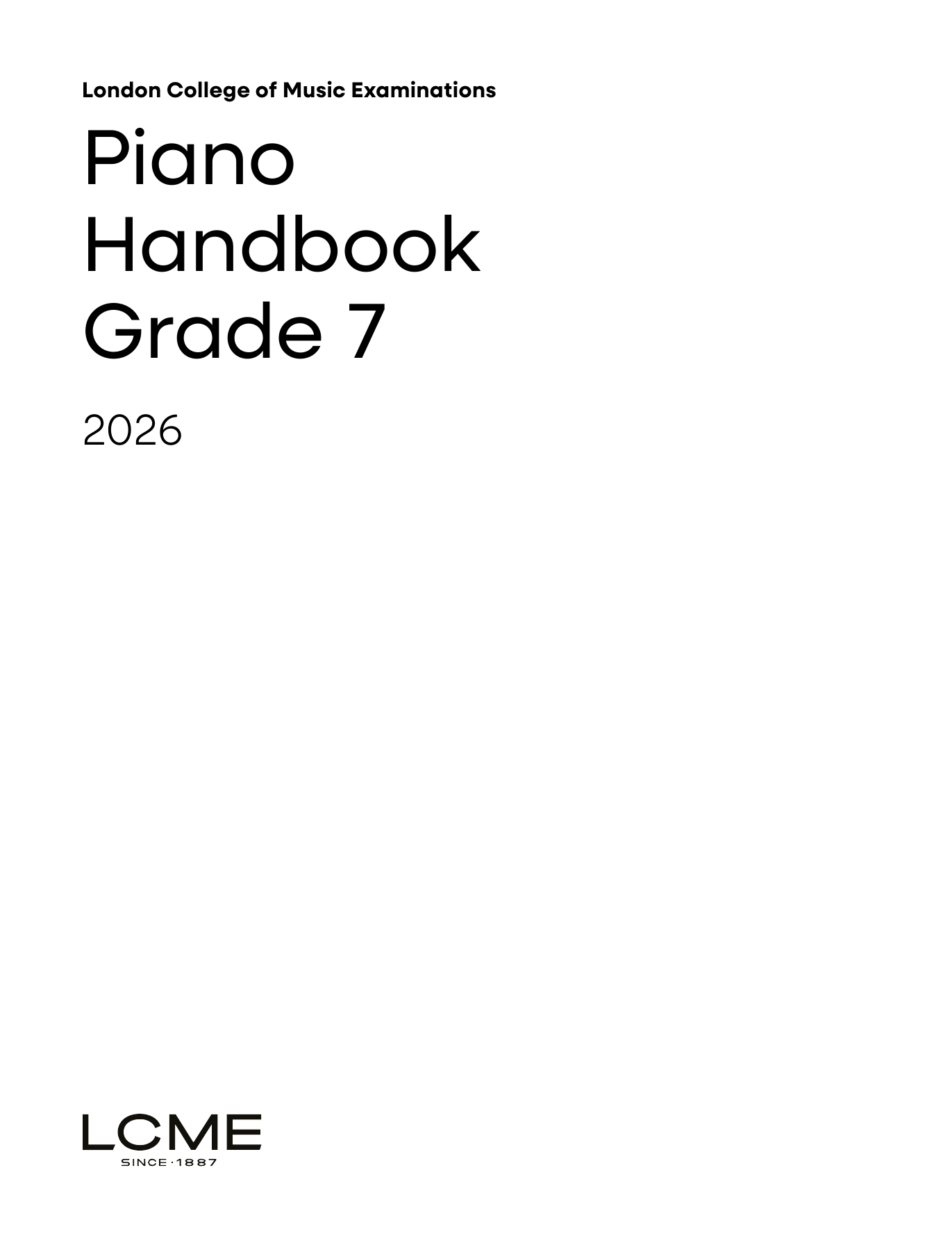 LCME LCME Piano Handbook 2026: Grade 7 Sheet Music Notes & Chords for Instrumental Method - Download or Print PDF