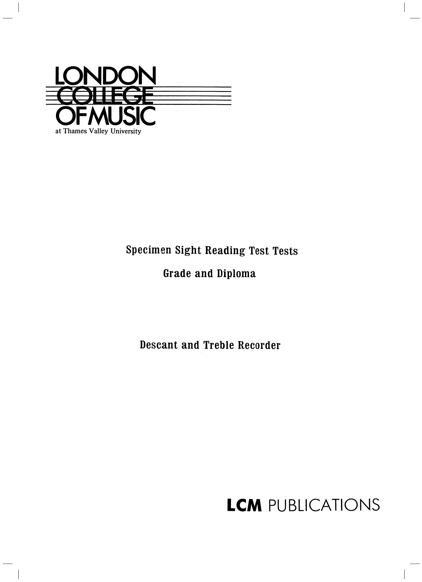 LCME Recorder Specimen Sight Reading Sheet Music Notes & Chords for Instrumental Method - Download or Print PDF