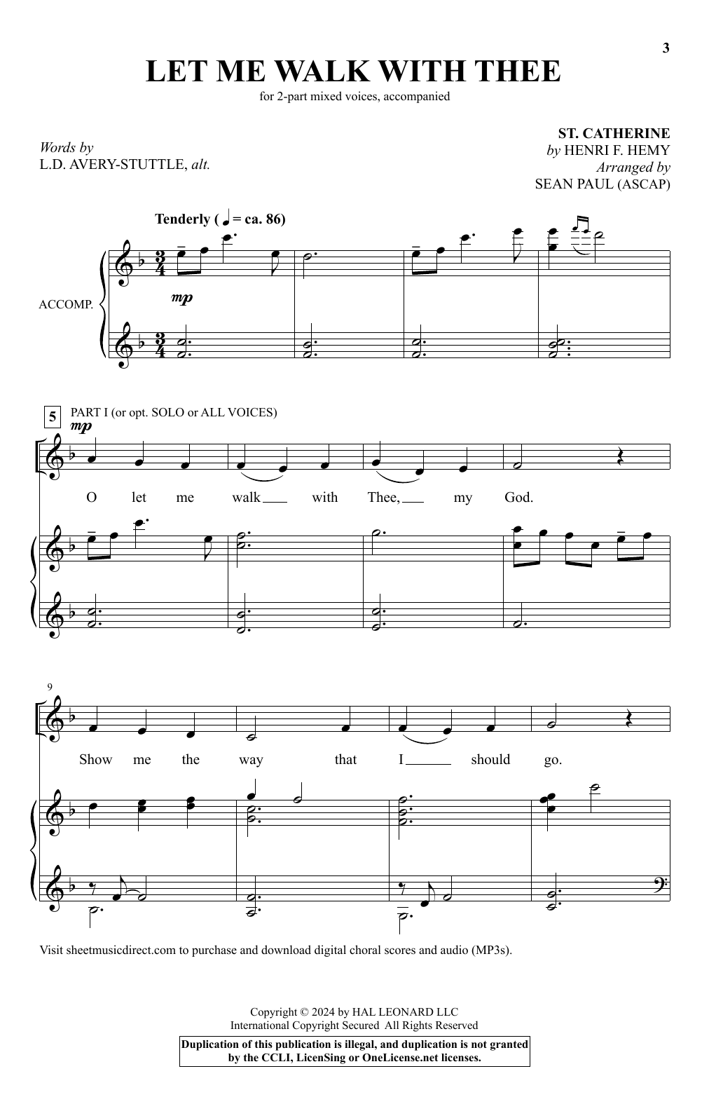 L.D. Avery-Stuttle Let Me Walk With Thee (arr. Sean Paul) Sheet Music Notes & Chords for 2-Part Choir - Download or Print PDF