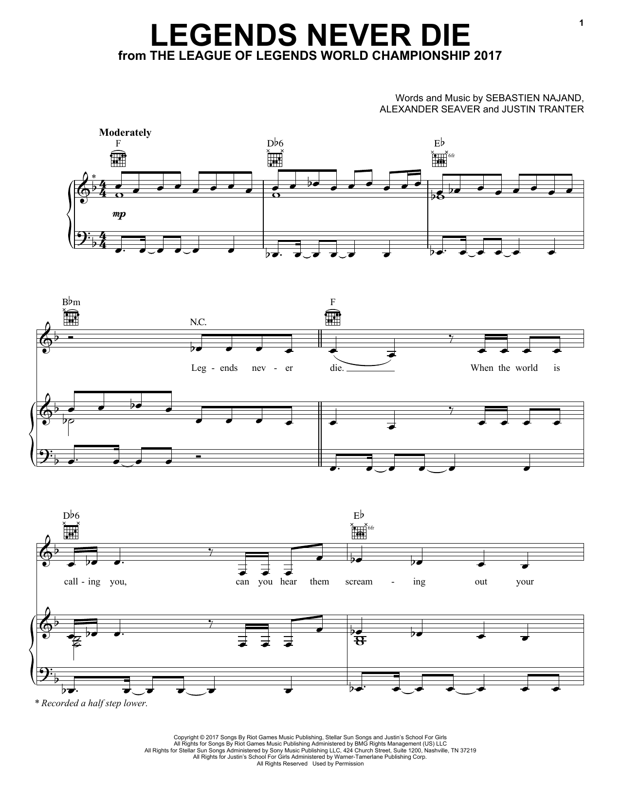 League of Legends Legends Never Die (feat. Against The Current) Sheet Music Notes & Chords for Piano, Vocal & Guitar (Right-Hand Melody) - Download or Print PDF