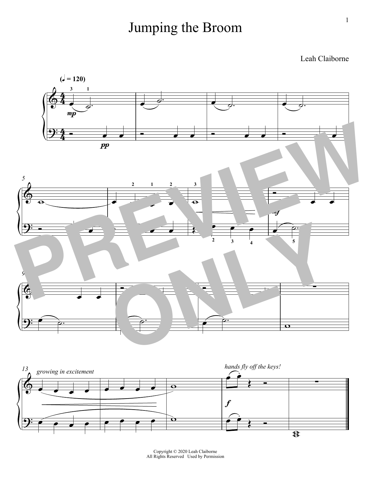 Leah Claiborne Jumping The Broom Sheet Music Notes & Chords for Piano Solo - Download or Print PDF