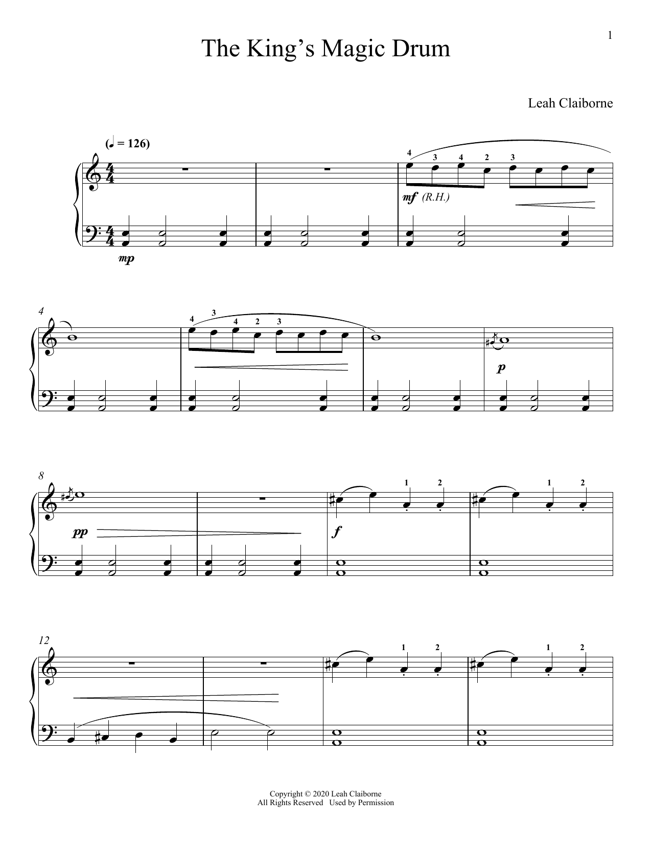 Leah Claiborne The King's Magic Drum Sheet Music Notes & Chords for Piano Solo - Download or Print PDF Leah Claiborne The King's Magic Drum Sheet Music Notes & Chords for Piano Solo - Download or Print PDF