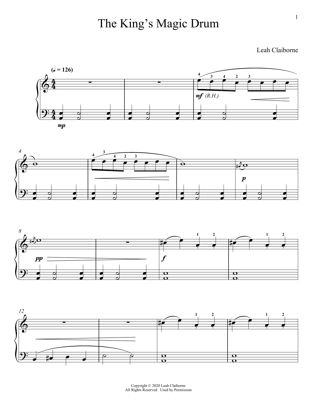 Leah Claiborne The King's Magic Drum Sheet Music Notes & Chords for Piano Solo - Download or Print PDF