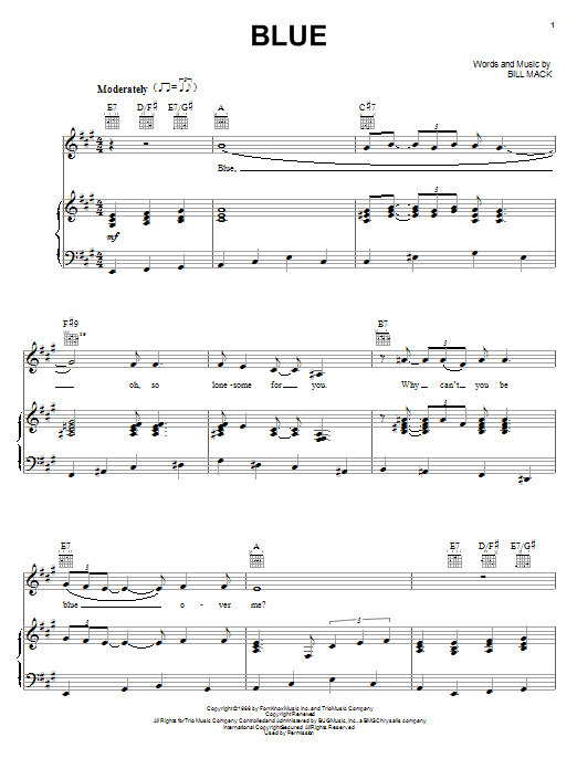 LeAnn Rimes Blue Sheet Music Notes & Chords for Lyrics & Chords - Download or Print PDF