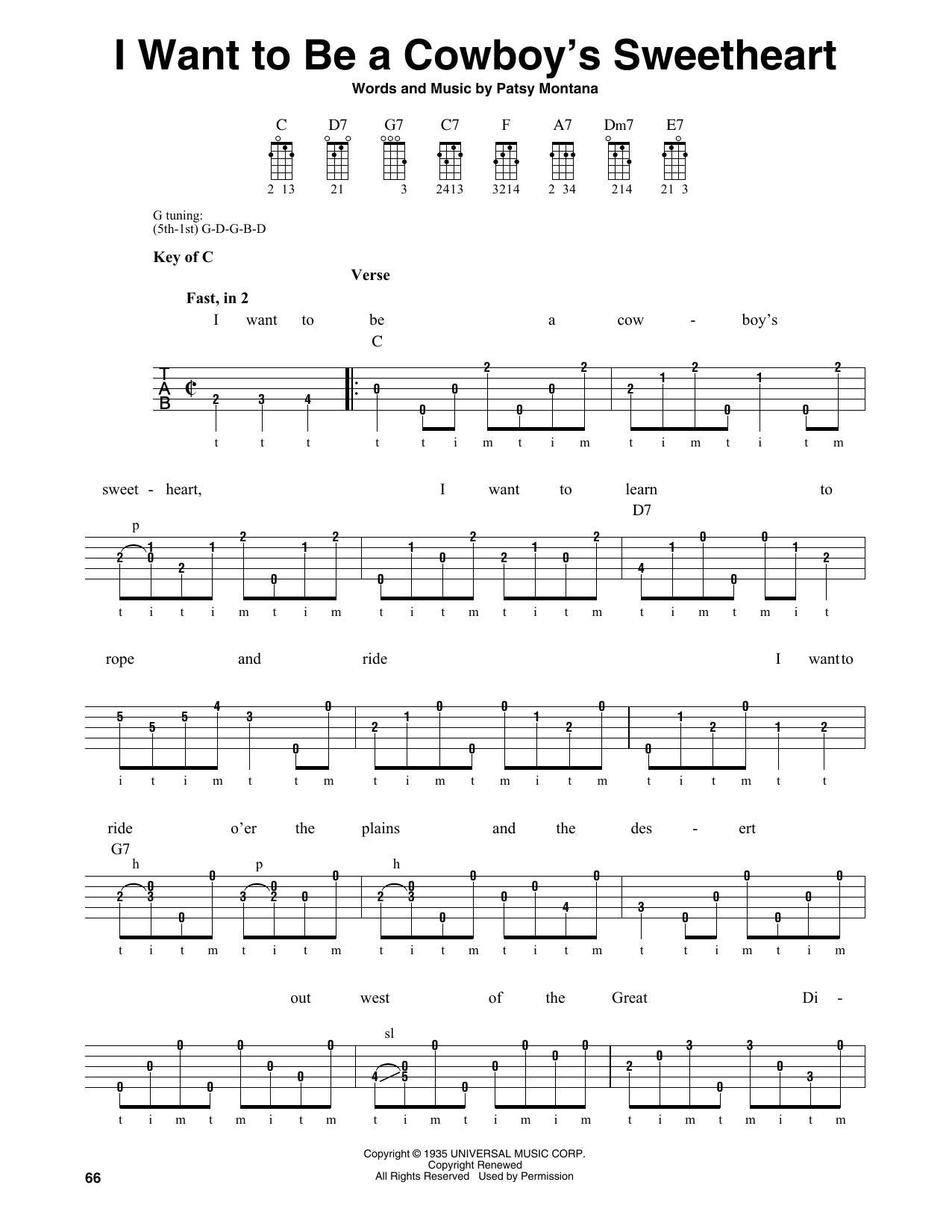 LeAnn Rimes I Want To Be A Cowboy's Sweetheart Sheet Music Notes & Chords for Banjo - Download or Print PDF