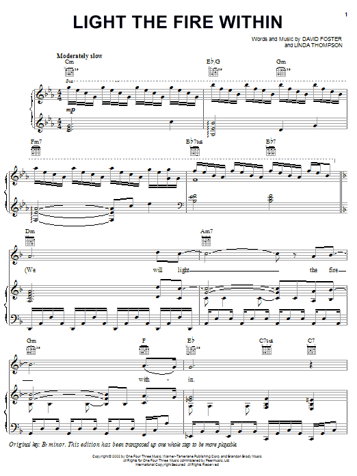 LeAnn Rimes Light The Fire Within Sheet Music Notes & Chords for Piano, Vocal & Guitar (Right-Hand Melody) - Download or Print PDF