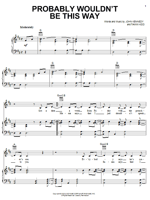 LeAnn Rimes Probably Wouldn't Be This Way Sheet Music Notes & Chords for Piano, Vocal & Guitar (Right-Hand Melody) - Download or Print PDF