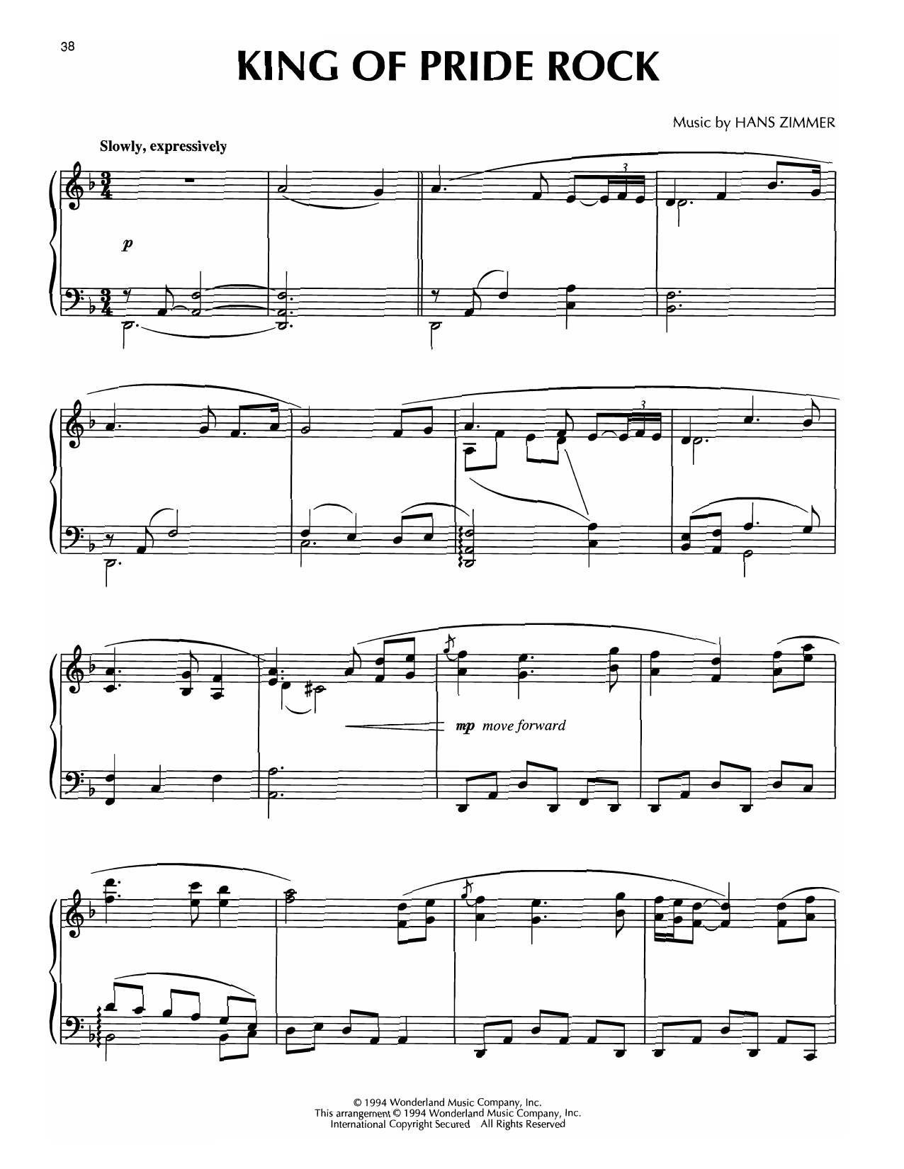 Lebo M King Of Pride Rock (from The Lion King) Sheet Music Notes & Chords for Piano Solo - Download or Print PDF