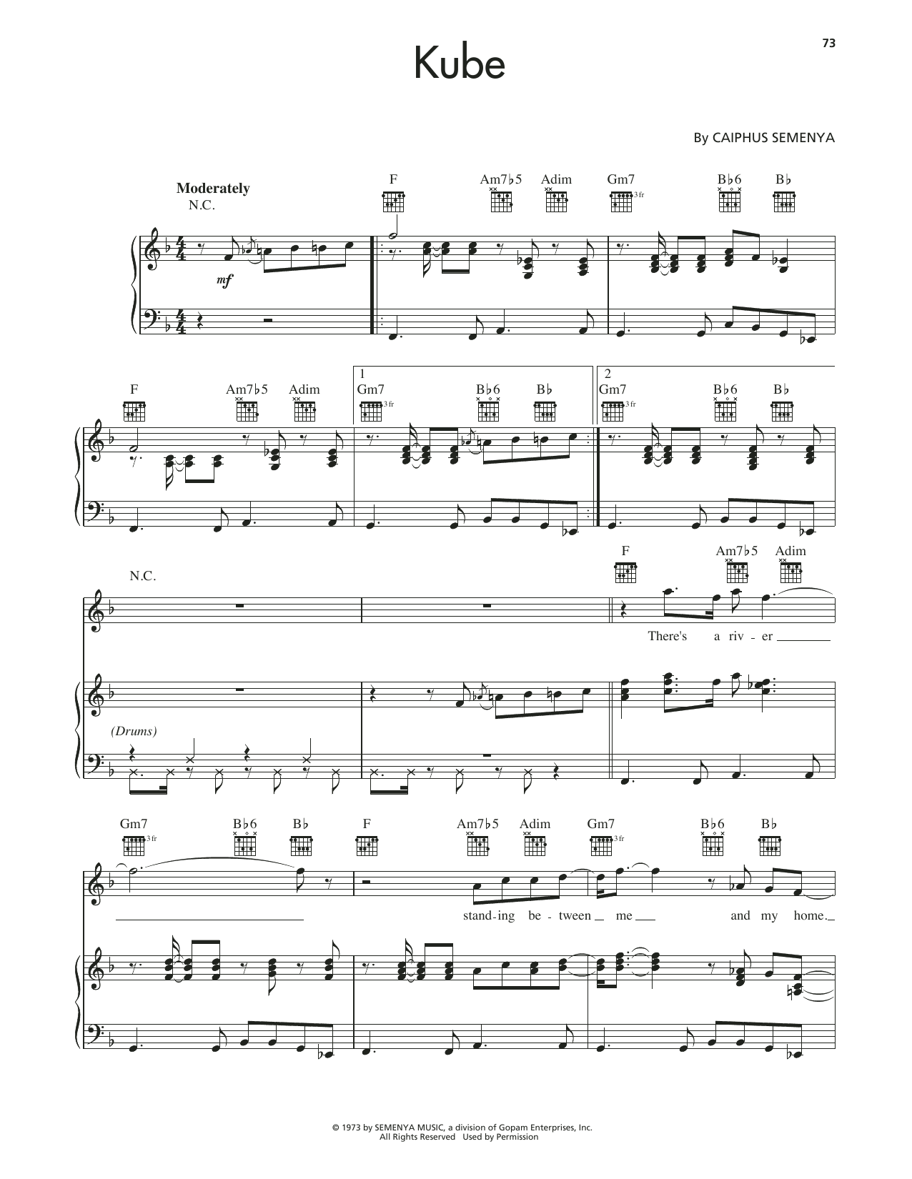 Lebo M Kube Sheet Music Notes & Chords for Piano, Vocal & Guitar Chords (Right-Hand Melody) - Download or Print PDF Lebo M Kube Sheet Music Notes & Chords for Piano, Vocal & Guitar Chords (Right-Hand Melody) - Download or Print PDF