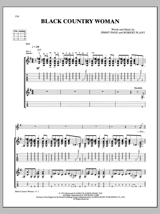 Led Zeppelin Black Country Woman Sheet Music Notes & Chords for Guitar Tab - Download or Print PDF Led Zeppelin Black Country Woman Sheet Music Notes & Chords for Guitar Tab - Download or Print PDF