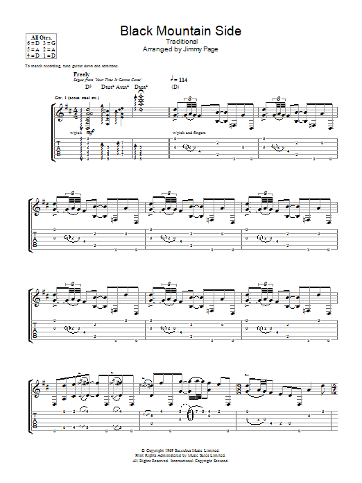 Led Zeppelin Black Mountain Side Sheet Music Notes & Chords for Guitar Tab - Download or Print PDF