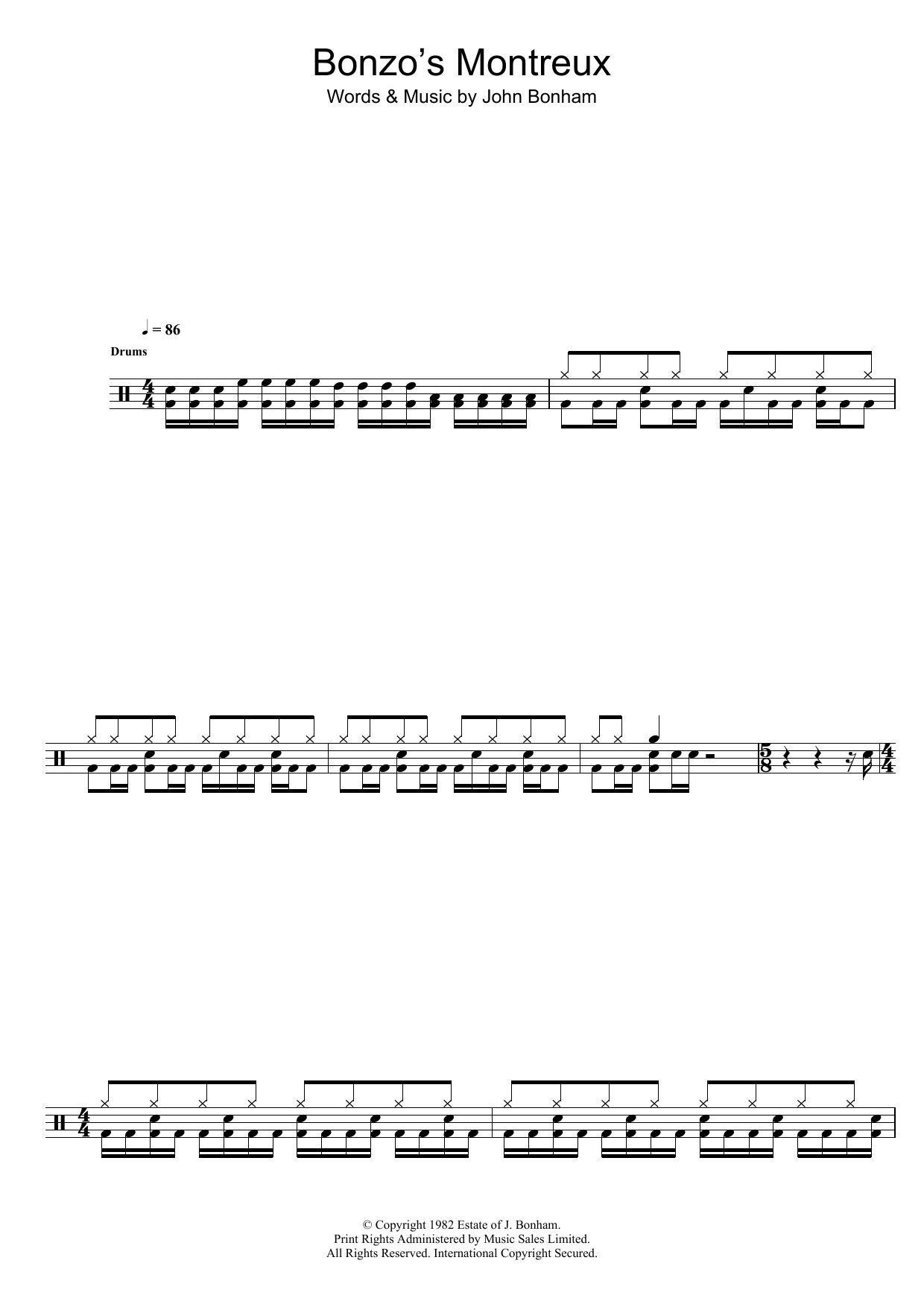 Led Zeppelin Bonzo's Montreux Sheet Music Notes & Chords for Drums - Download or Print PDF