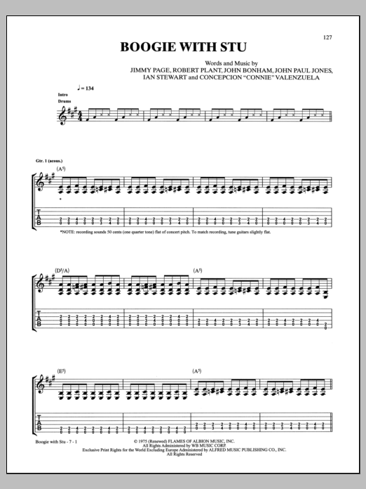 Led Zeppelin Boogie With Stu Sheet Music Notes & Chords for Guitar Tab - Download or Print PDF