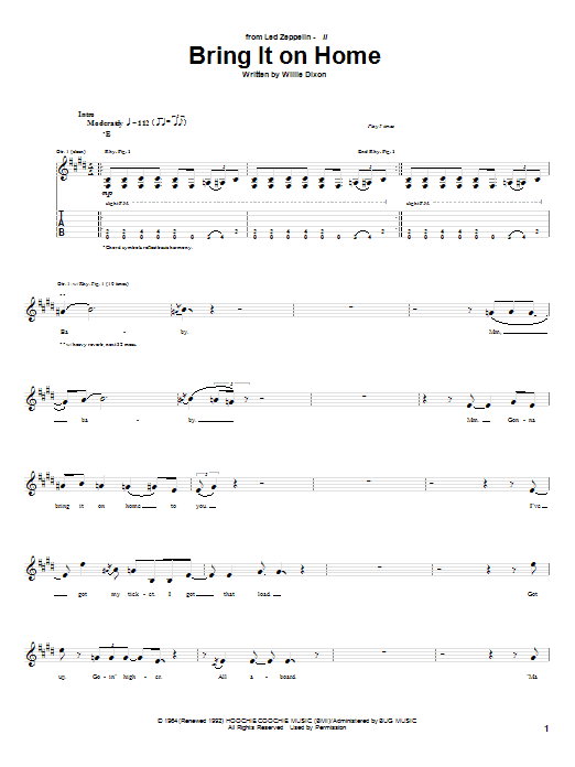 Led Zeppelin Bring It On Home Sheet Music Notes & Chords for Guitar Tab - Download or Print PDF