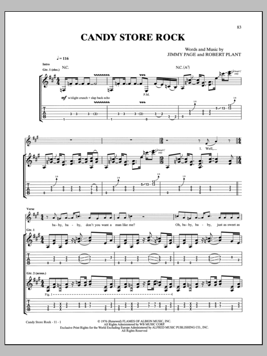 Led Zeppelin Candy Store Rock Sheet Music Notes & Chords for Guitar Tab - Download or Print PDF