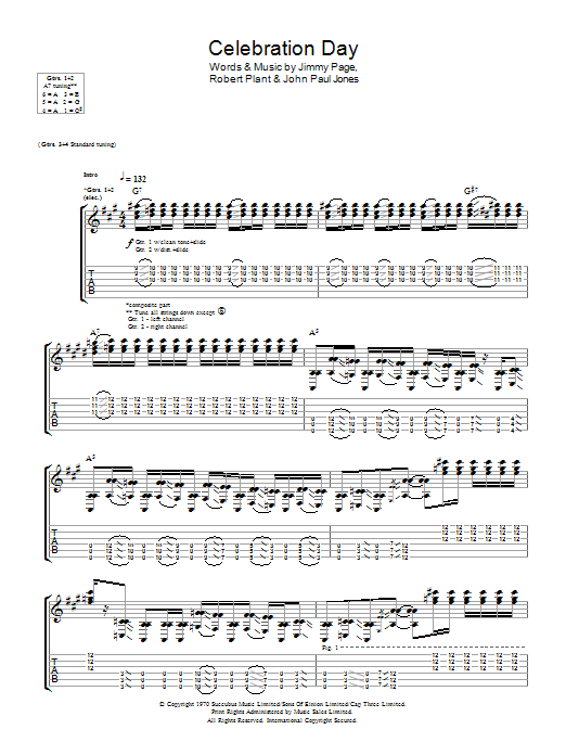 Led Zeppelin Celebration Day Sheet Music Notes & Chords for Guitar Tab - Download or Print PDF