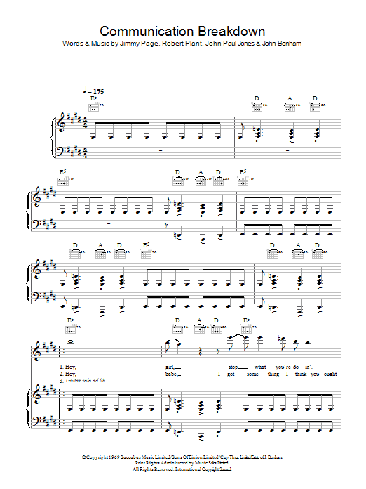 Led Zeppelin Communication Breakdown Sheet Music Notes & Chords for Drums - Download or Print PDF