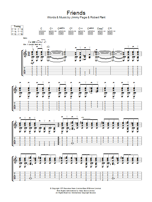 Led Zeppelin Friends Sheet Music Notes & Chords for Guitar Tab - Download or Print PDF