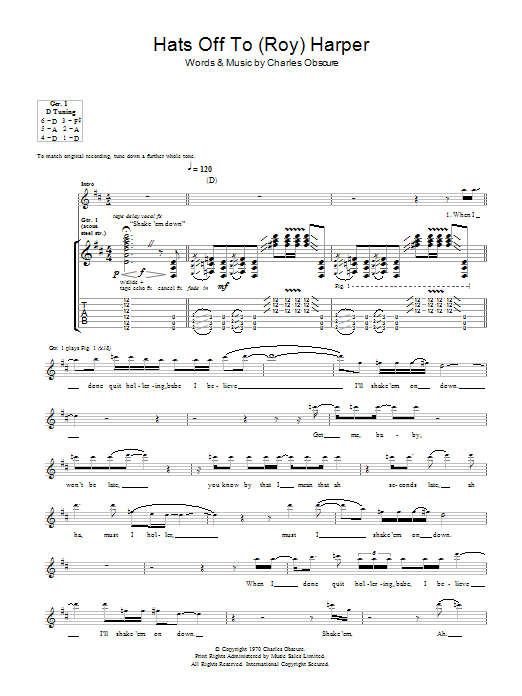 Led Zeppelin Hats Off To (Roy) Harper Sheet Music Notes & Chords for Guitar Tab - Download or Print PDF