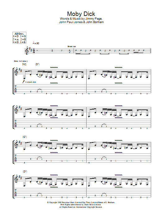 Led Zeppelin Moby Dick Sheet Music Notes & Chords for Guitar Tab - Download or Print PDF