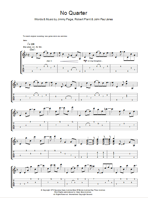 Led Zeppelin No Quarter Sheet Music Notes & Chords for Piano, Vocal & Guitar - Download or Print PDF