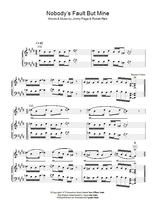 Led Zeppelin Nobody's Fault But Mine Sheet Music Notes & Chords for Drums - Download or Print PDF