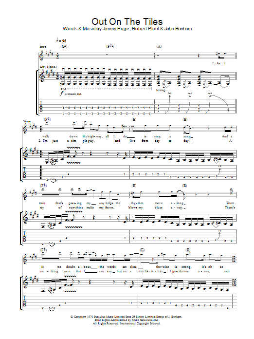 Led Zeppelin Out On The Tiles Sheet Music Notes & Chords for Guitar Tab - Download or Print PDF