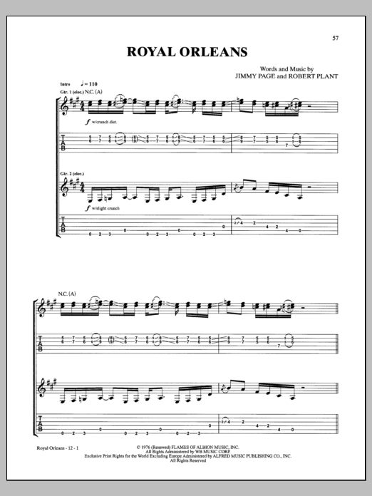 Led Zeppelin Royal Orleans Sheet Music Notes & Chords for Guitar Tab - Download or Print PDF