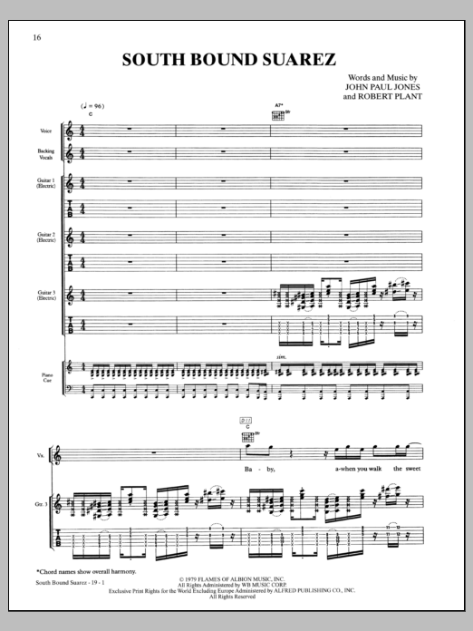 Led Zeppelin South Bound Saurez Sheet Music Notes & Chords for Guitar Tab - Download or Print PDF