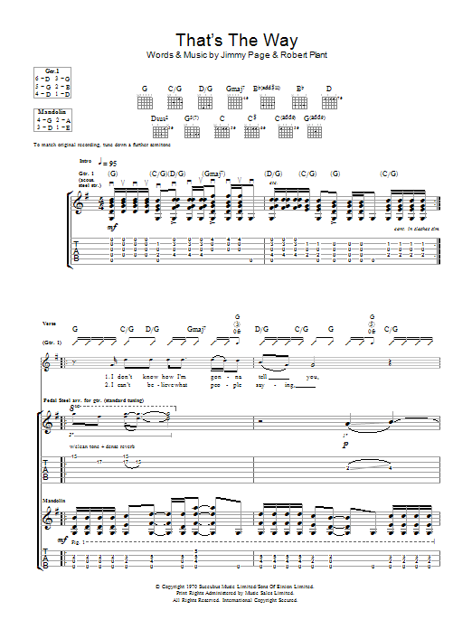 Led Zeppelin That's The Way Sheet Music Notes & Chords for Guitar Tab - Download or Print PDF