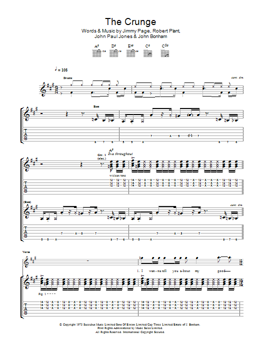 Led Zeppelin The Crunge Sheet Music Notes & Chords for Guitar Tab - Download or Print PDF