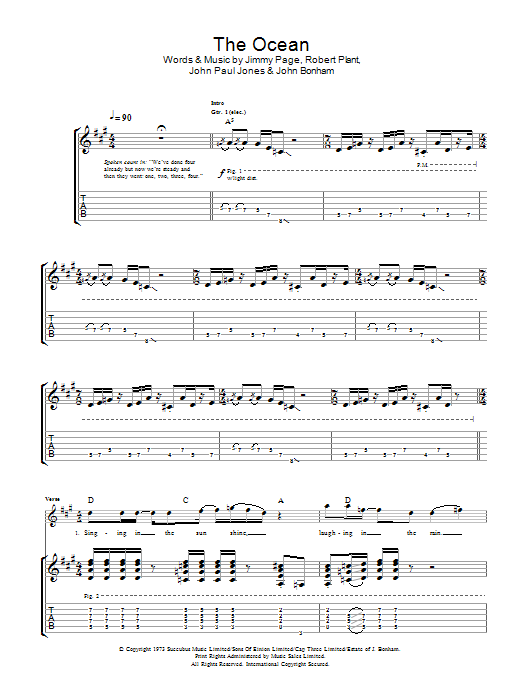 Led Zeppelin The Ocean Sheet Music Notes & Chords for Guitar Tab - Download or Print PDF