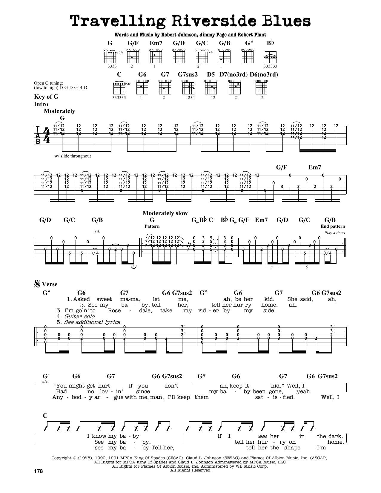 Led Zeppelin Travelling Riverside Blues Sheet Music Notes & Chords for Guitar Lead Sheet - Download or Print PDF