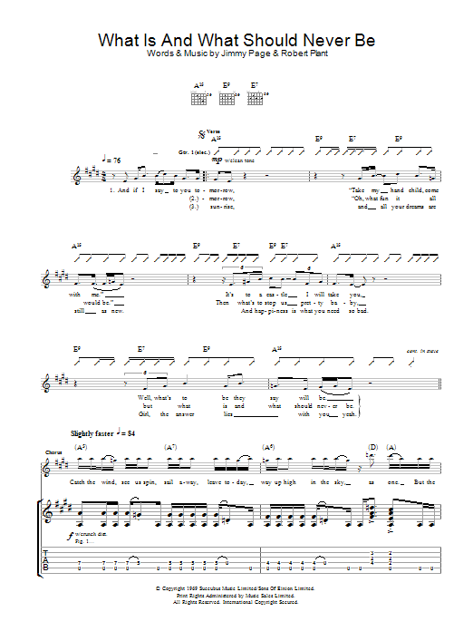Led Zeppelin What Is And What Should Never Be Sheet Music Notes & Chords for Guitar Tab - Download or Print PDF