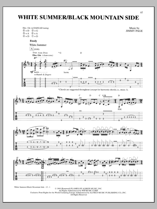 Led Zeppelin White Summer/Black Mountainside Sheet Music Notes & Chords for Guitar Tab - Download or Print PDF