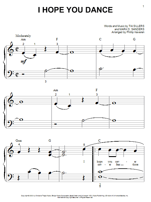 Lee Ann Womack with Sons of the Desert I Hope You Dance Sheet Music Notes & Chords for Piano (Big Notes) - Download or Print PDF