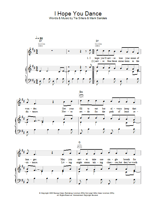 Lee Ann Womack with Sons of the Desert I Hope You Dance Sheet Music Notes & Chords for Melody Line, Lyrics & Chords - Download or Print PDF