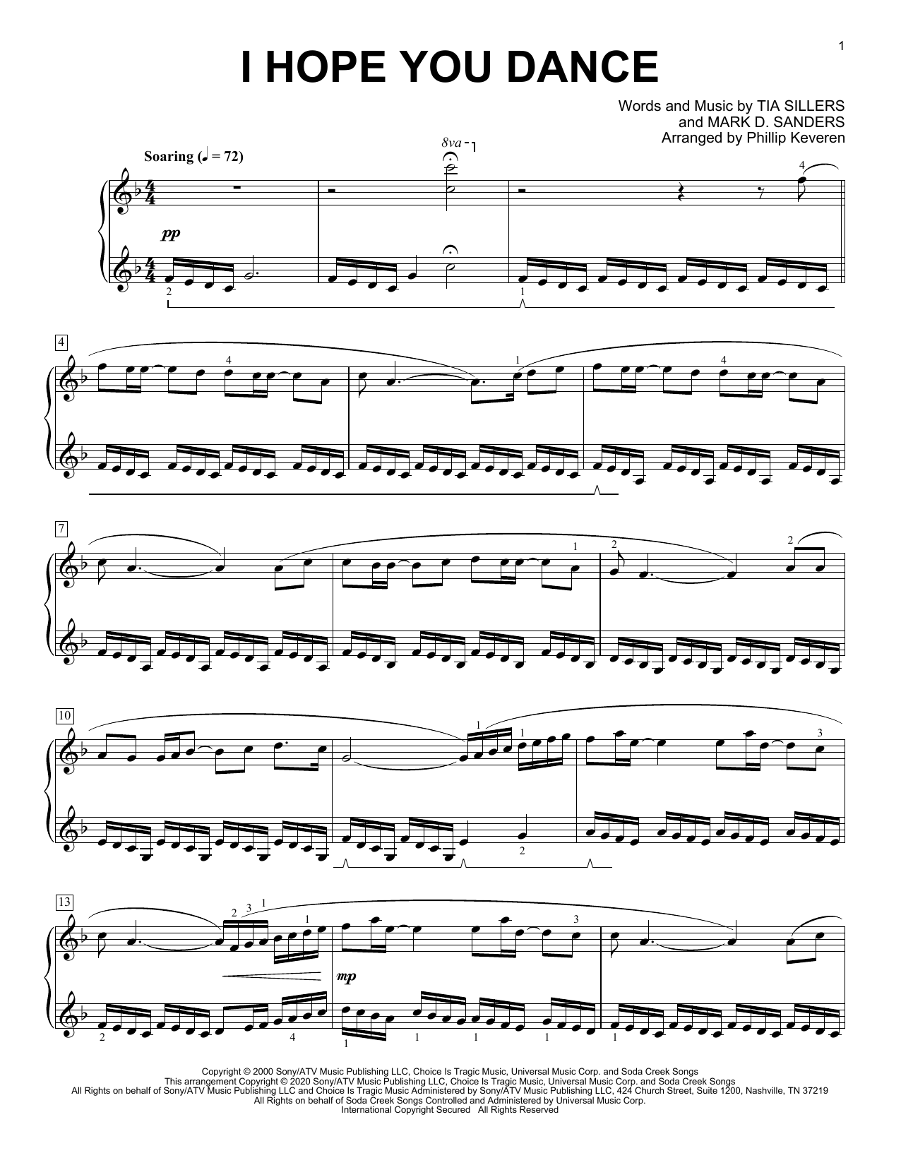 Lee Ann Womack with Sons of the Desert I Hope You Dance [Classical version] (arr. Phillip Keveren) Sheet Music Notes & Chords for Piano Solo - Download or Print PDF