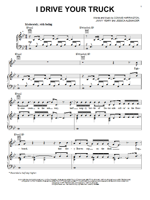 Lee Brice I Drive Your Truck Sheet Music Notes & Chords for Piano, Vocal & Guitar (Right-Hand Melody) - Download or Print PDF